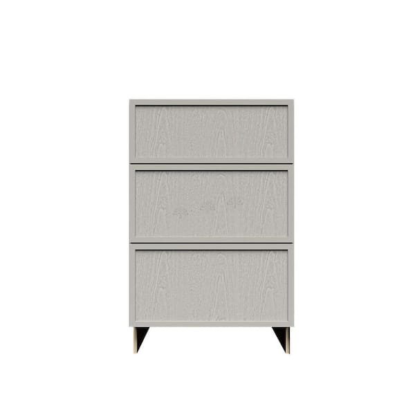 Slim Shaker Assembled 18 in. W x 34.5 in. H x 24 in. D 3-Drawer Kitchen Cabinet in Gray