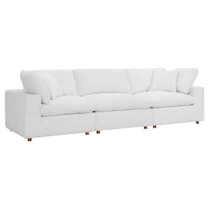 Commix 118 in. Square Arm 3-Piece Polyester Rectangle Sectional Sofa in Pure White