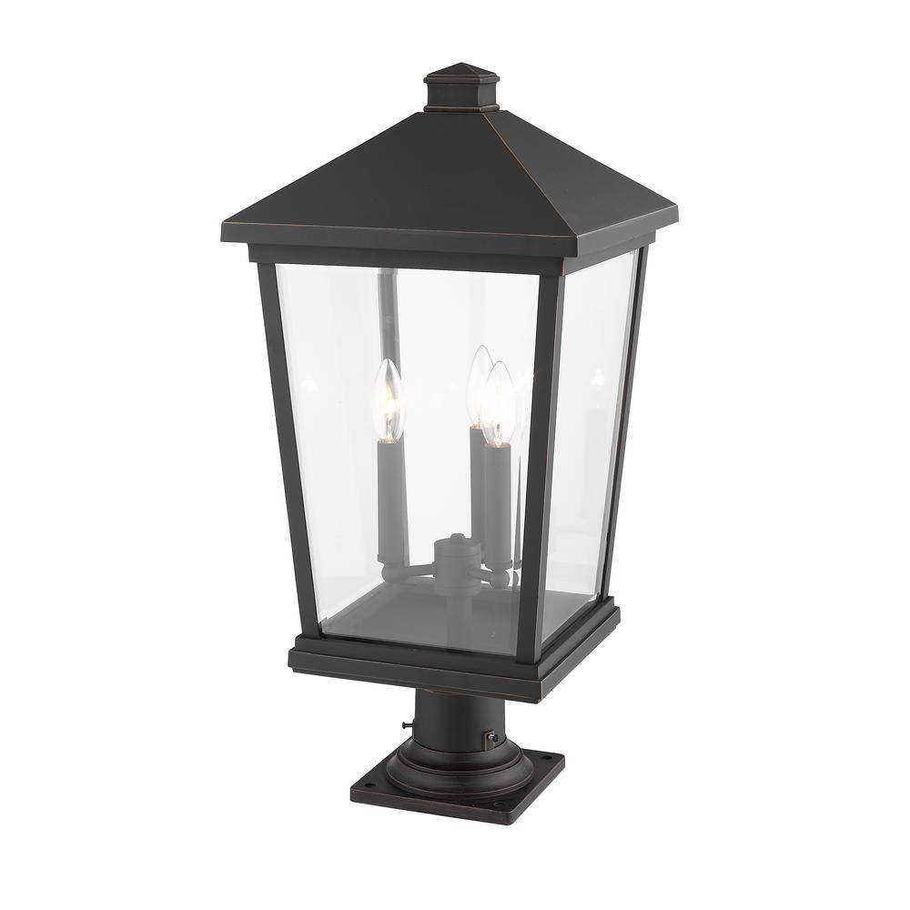 Modern Seedy Glass 17" Black Outdoor Pier Mount Light
