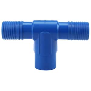 1 in. x 1 in. Blue Twister Polypropylene x 1/2 in. - 3/4 in. Dual Threaded Combination or Reducing Insert Tee Fitting
