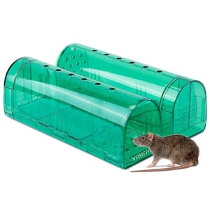 Green Outdoor/Indoor Reusable Humane Mouse Trap,Live Catch & Release Mouse Cage,Animal Pest Rodent Hamster Trap (2-Pcs)