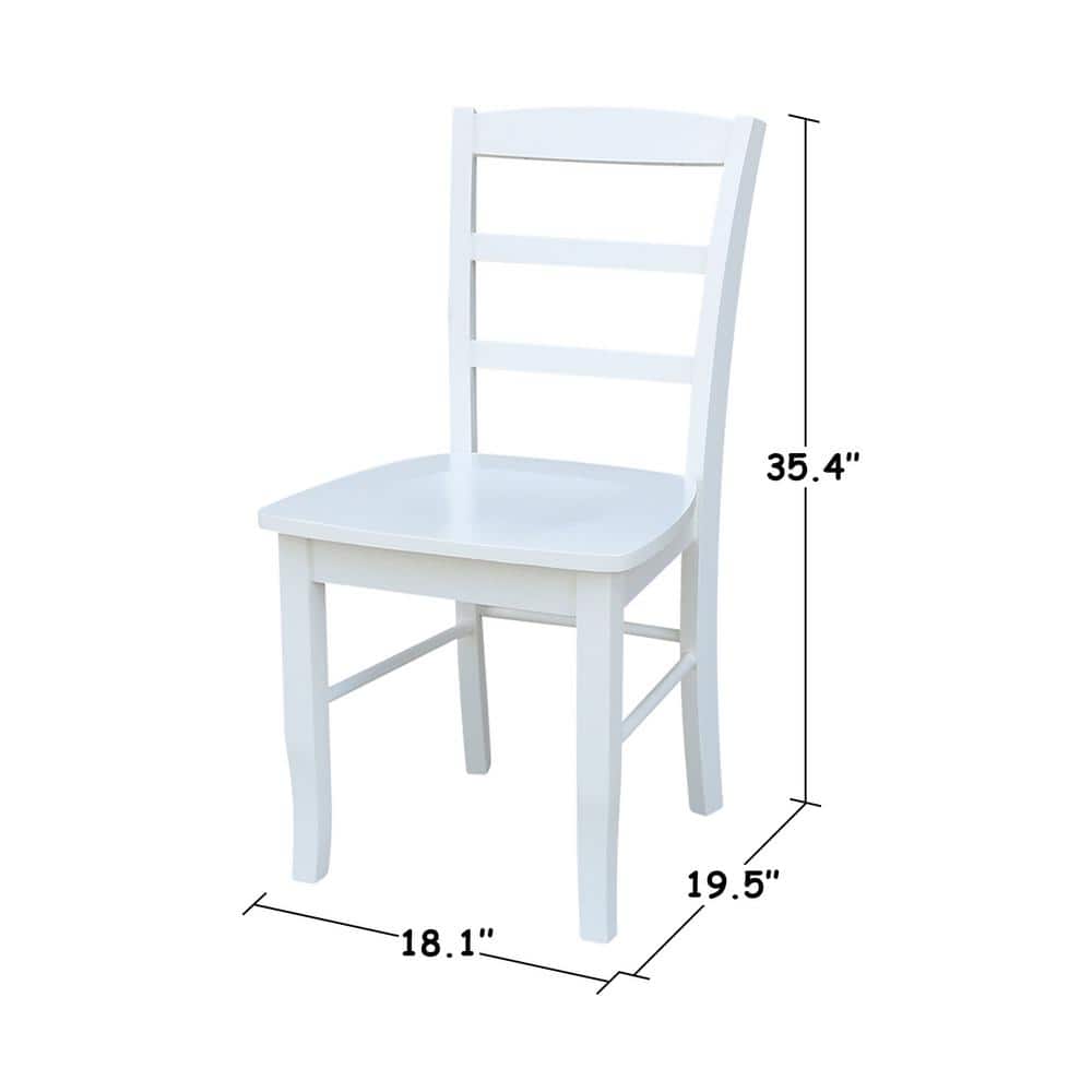 Elegant White Solid Parawood Ladderback Side Chair Set