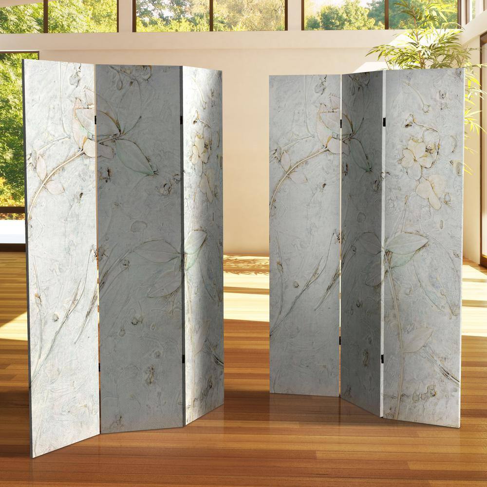Reviews for Oriental Furniture 6 ft. Ivory Flowers Printed 3Panel Room