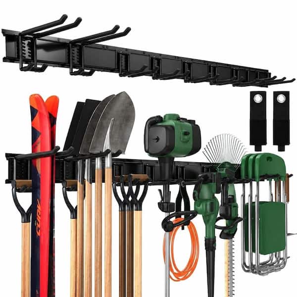 66 in Heavy Duty Metal Garage Tool Organizer Wall Mount Rack, 720 lb Total Capacity, 10 Adjustable Hooks on