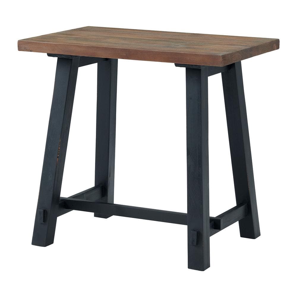 Adam 36" Black Solid Pine Wood Desk with Sawhorse Legs