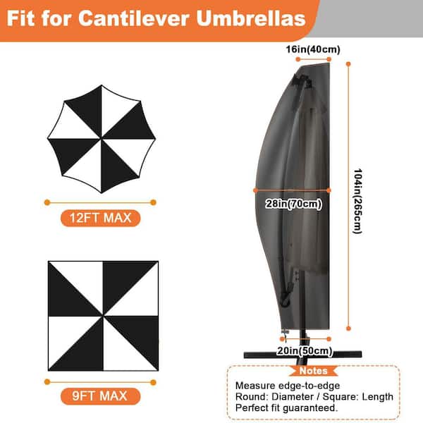 12 round patio umbrella replacement cover Garden Winds Canopy Top Compatible with The Grand Napoli 12' White/Circles/Stripes Black Patio Umbrella Cover Fits