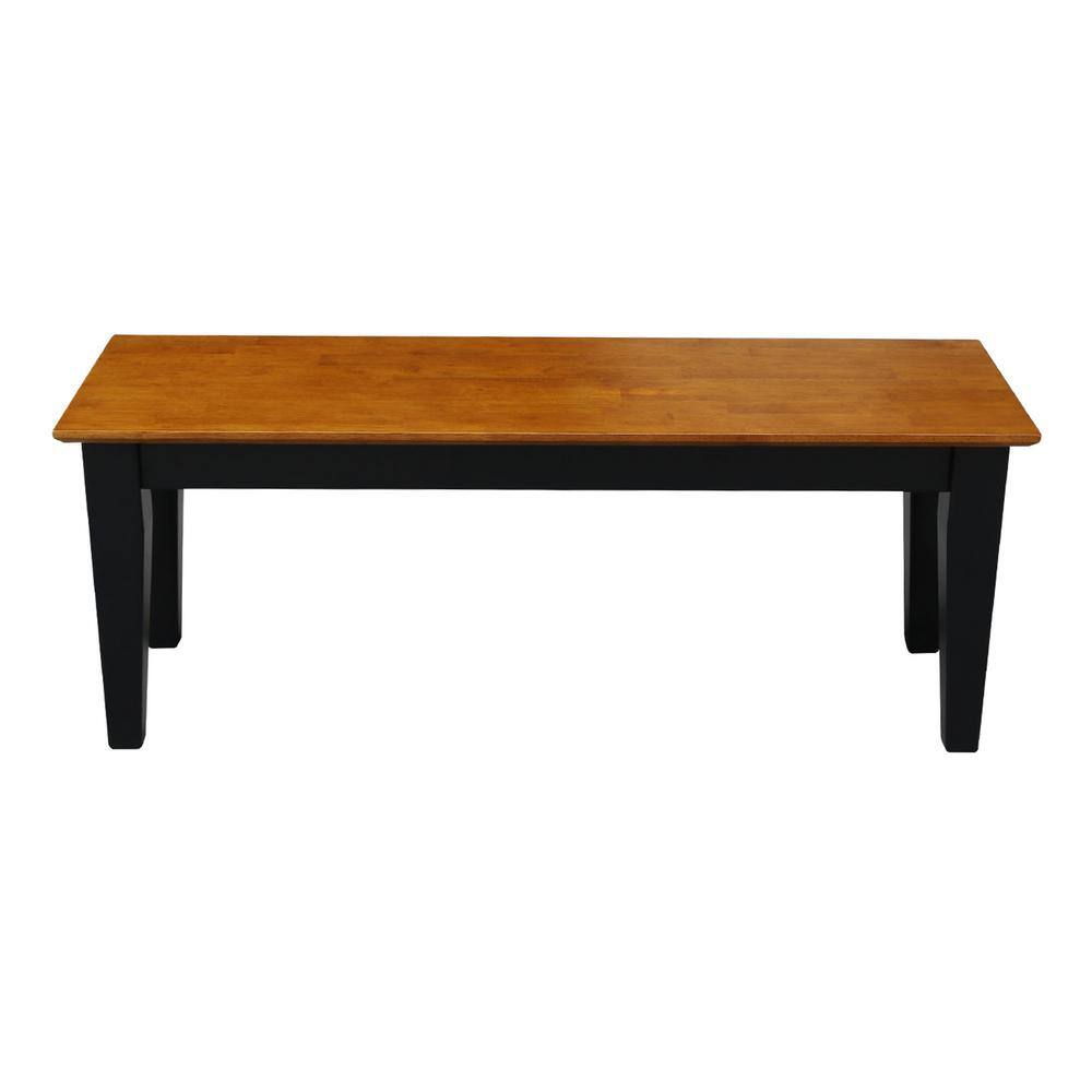 Elegant Shaker-Inspired Dual-Tone Bench in Black and Cherry