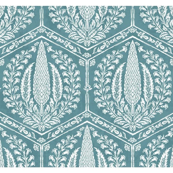 Seabrook Designs Mediterranean Blue Cyrus Harvest Nonwoven Paper Unpasted Wallpaper Roll 60.75 sq. ft.
