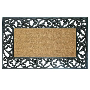 Wrought Iron with Coir Insert and Acanthus Border 22 in. x 36 in. Rubber Coir Door Mat