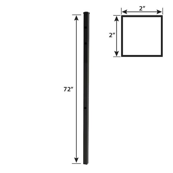FORGERIGHT 72 in. Osprey Black Aluminum End/Gate Fence Post with Flat Cap