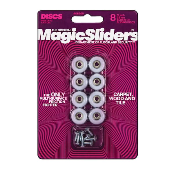 3/4 in. Round Magic Sliders with Screws (8-Pack)