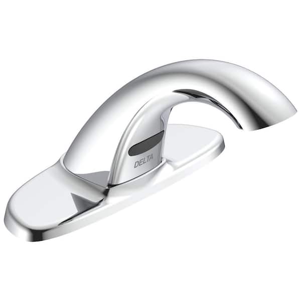 No Handle Single Hole Bathroom Faucet with Deckplate Included in Chrome