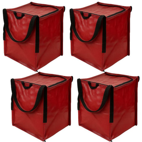 22 Gal. Heavy Duty Zipper Top Tote Storage Bag, Red 4-pack