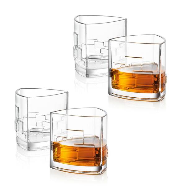 JoyJolt Award Winning Aqua Vitae Round Whiskey Glasses 11 oz (Set of 2)  Unique Drinking Glasses 