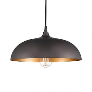 1-Light Oil Rubbed Bronze Pendant Light with Metal Dome Shade