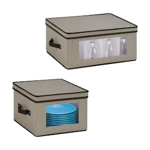 536 Dinnerware Storage Box With Lid And Handles Storage Bin For