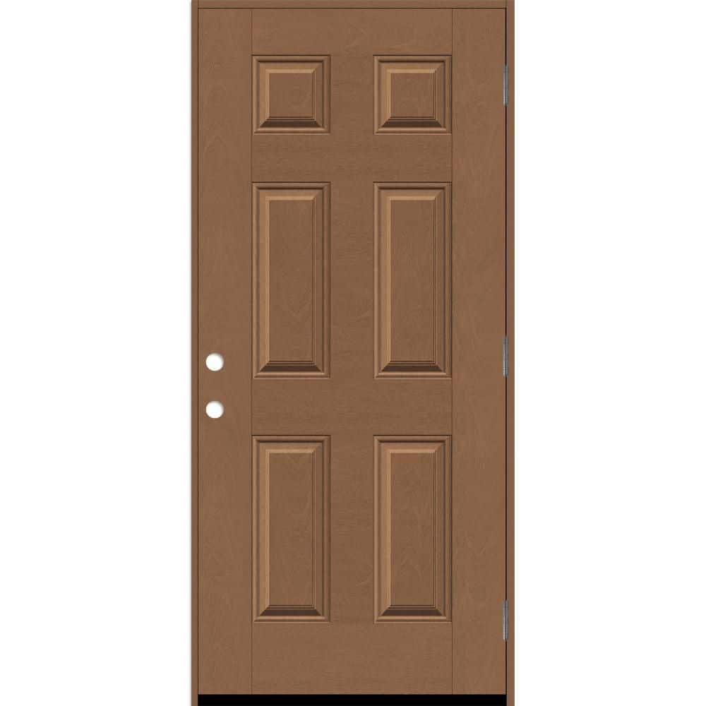 Regency 36 in. x 80 in. 6 Panel LHOS AutumnWheat Stain Mahogany Fiberglass Prehung Front Door with 6-9/16 Jamb price history on PriceWatchPro