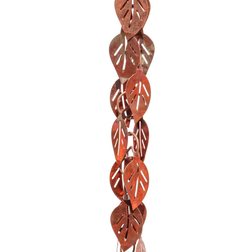 Monarch Rain Chains 3 ft. Pure Copper Cascading Leaves Rain Chain