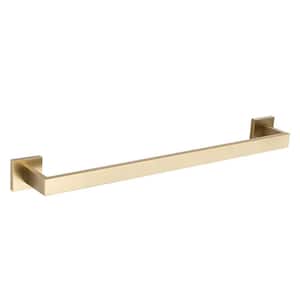 24 in. Modern Square Wall Mounted Single Bathroom Towel Bar Holder Rack Bath Accessories Hanger in Brushed Gold