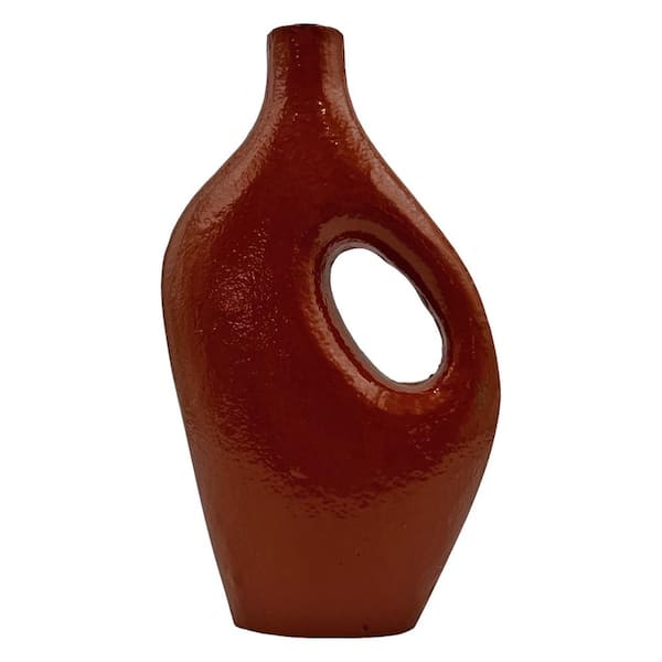 castellousa 10.5 in. Decorative Metal Abstract Vase in Tera