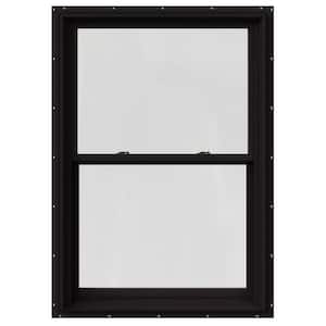 37.375 in. x 60 in. W-2500 Series Black Painted Clad Wood Double Hung Window w/ Natural Interior and Screen