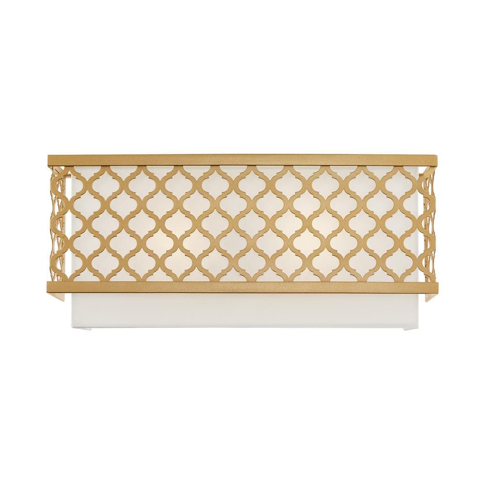 Soft Gold Steel Rectangle Wall Sconce with Fabric Shade