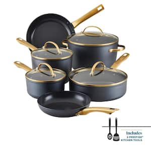 Forged Induction 12-Piece Aluminum Ceramic Nonstick Cookware Set in Black