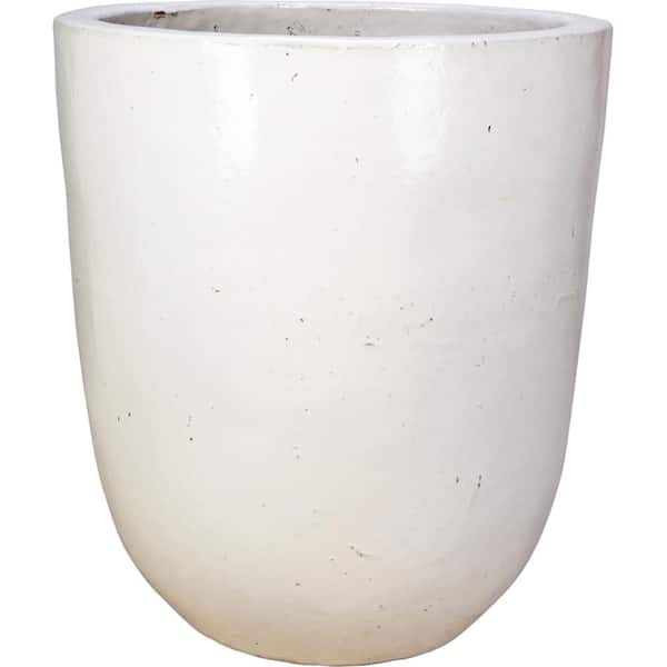 Unbranded 15 in. Tall Antique White Ceramic Vestro Planter