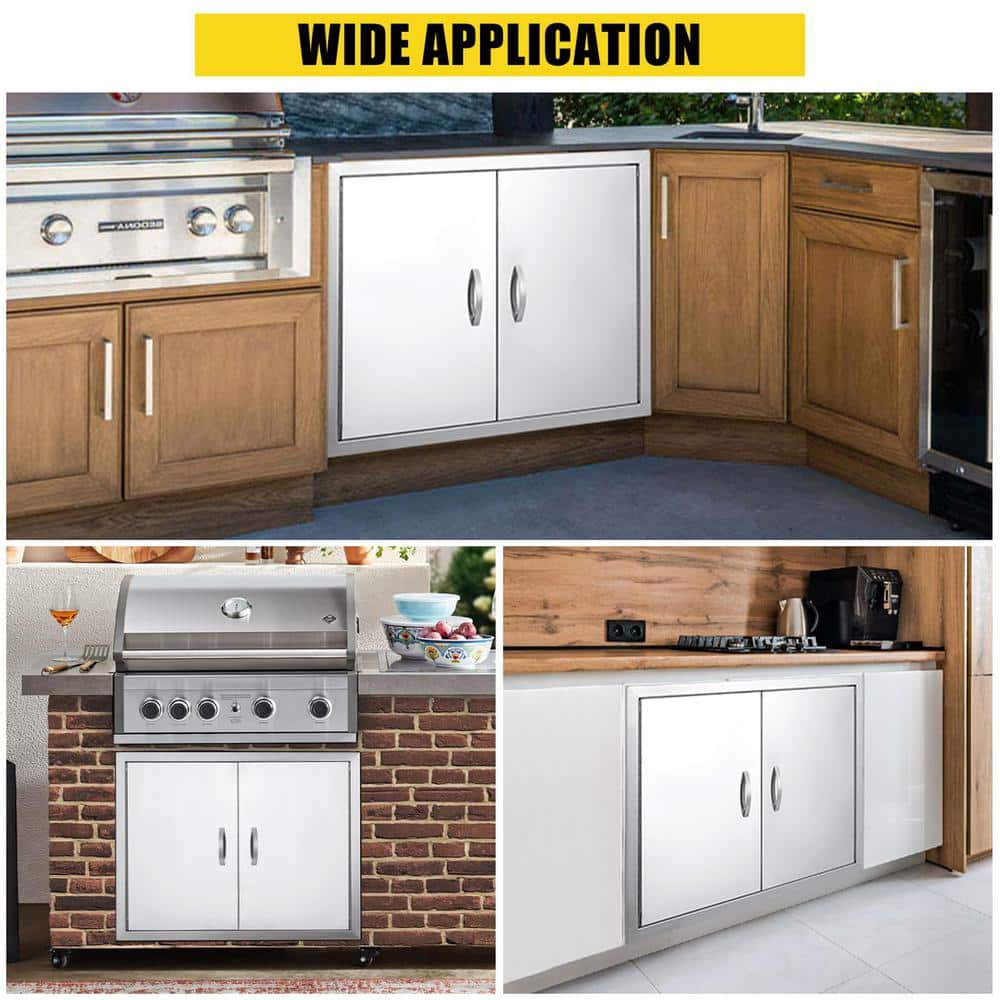 26" x 24" Silver Stainless Steel Double Outdoor Kitchen Door