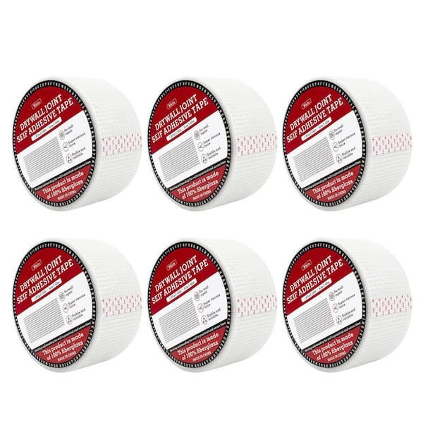 6 Piece 1.97 in. x 150 ft. Drywall Joint Tape, Fiberglass Mesh Tape for Drywall Repair, Self-Adhesive Drywall Mesh Patch