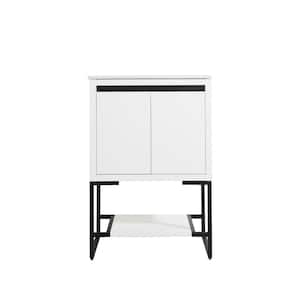 24 in. W x 18 in. D x 35 in. H Single Sink Freestanding Bath Vanity in White with White Cultured Marble Top