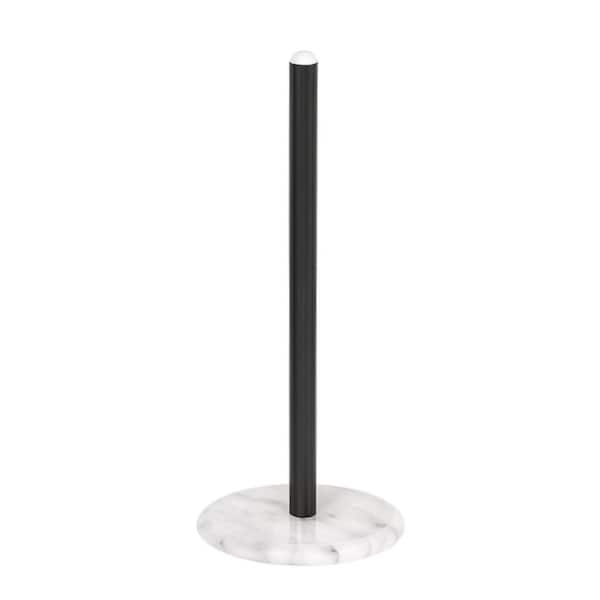 Natural Marble Base Paper Towel Holder Countertop Stable Dispenser with Powder Coated Pole, 5.5 D x 12.6 H Inch