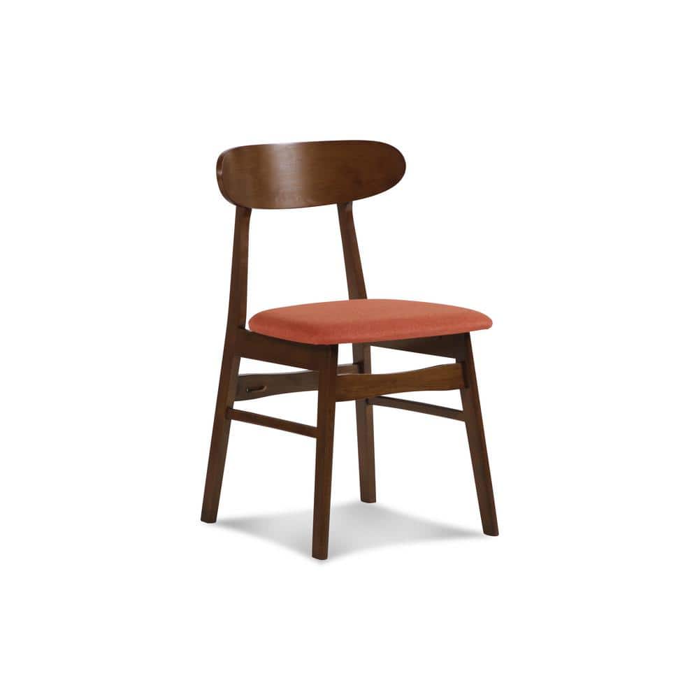 Morocco Walnut Wood Orange Upholstered Side Chair Set
