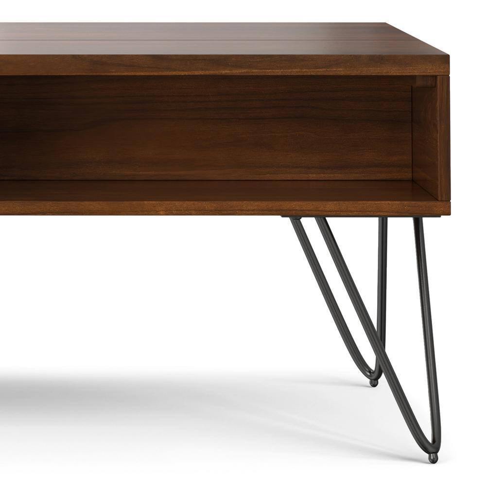 Walnut and Black Lift-Top Coffee Table with Storage