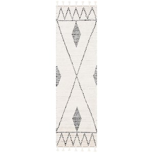 Casablanca Ivory/Black 2 ft. x 6 ft. Striped Tribal Diamonds Runner Rug
