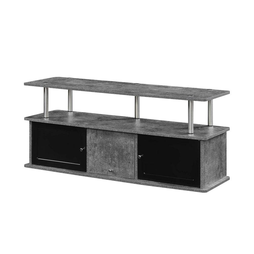 Modern Cement Gray TV Stand with Storage Cabinets 48"