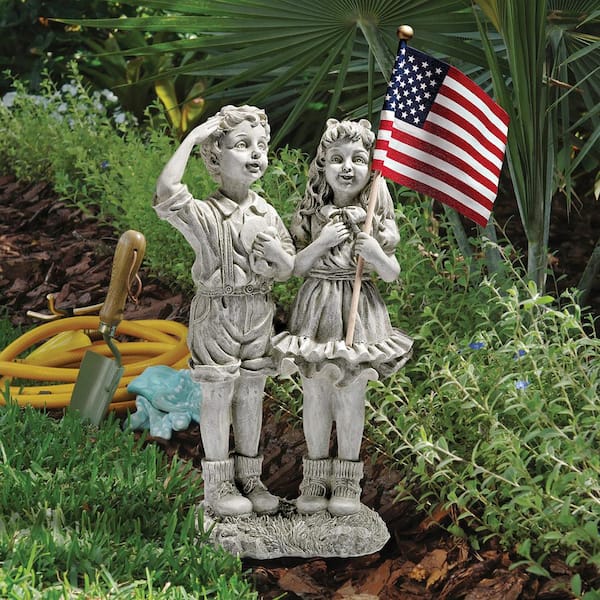 Design Toscano 16 in. H Patriotic Flag Children Statue QM7512030 - The Home  Depot