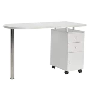 47 in. Manicure Nail Table Computer Desk with Drawer White