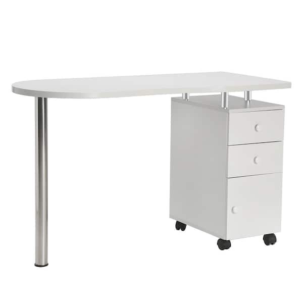 Karl home 47 in. Manicure Nail Table Computer Desk with Drawer White
