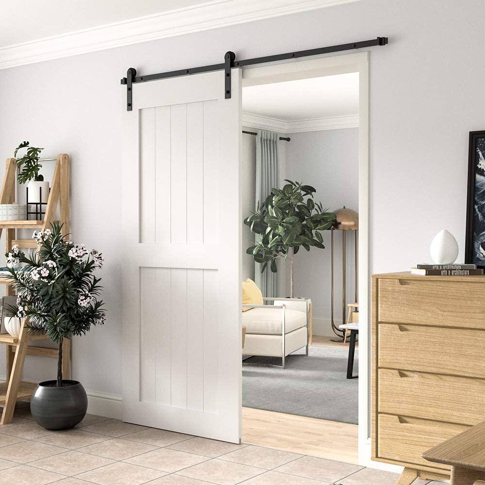 Matte Black Steel Sliding Barn Door Hardware Kit