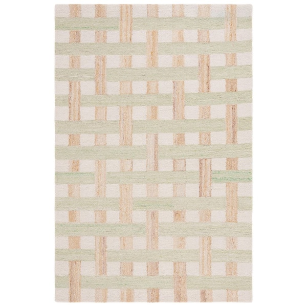 Genre 8 ft. x 10 ft. Green/Ivory Geometric Lattice Area Rug