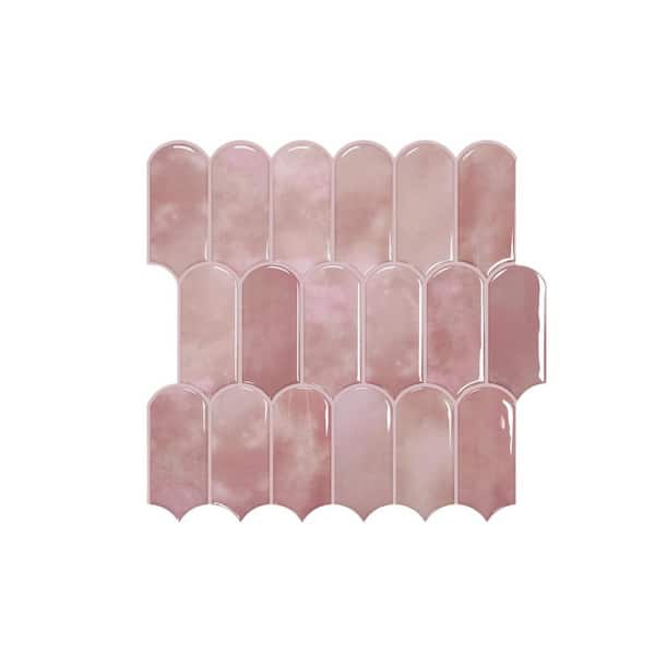 Pink 11.1 in. x 12 in. Vinyl Peel and Stick Backsplash Tile, Self-Adhesive Wall Tile for Kitchen and Bathroom, 10-Pack