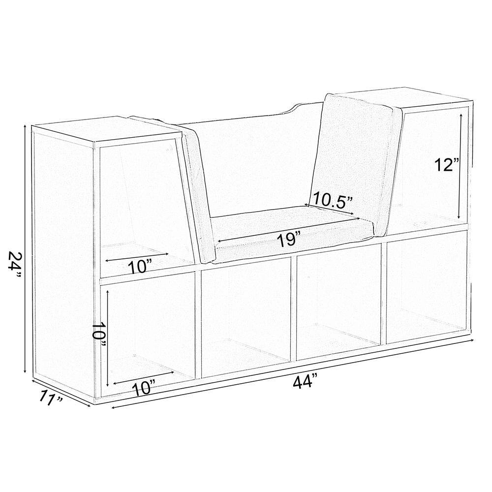 Black Wood Kids Bookshelf with Cushioned Reading Nook and Storage Cubes