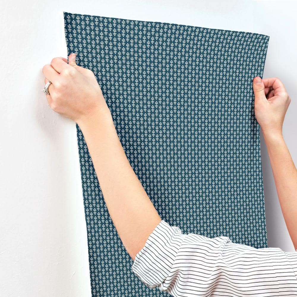 Navy Blue Floral Removable Washable Wallpaper Roll