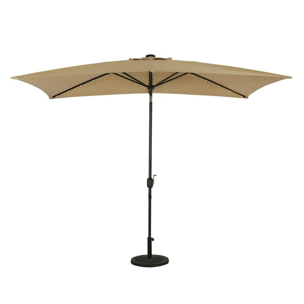 10' x 6.5' Champagne Rectangular Patio Umbrella with LED Lights