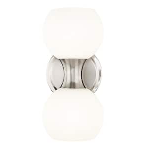 Artemis 6.5 inch 2 Light Brushed Nickel Wall Sconce Light with Matte Opal Glass Shade with No Bulbs Included