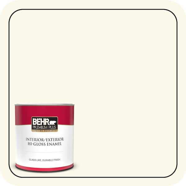 BEHR PREMIUM PLUS 1 qt. #BXC-29 Stately White Hi-Gloss Enamel Interior/Exterior Paint & Primer