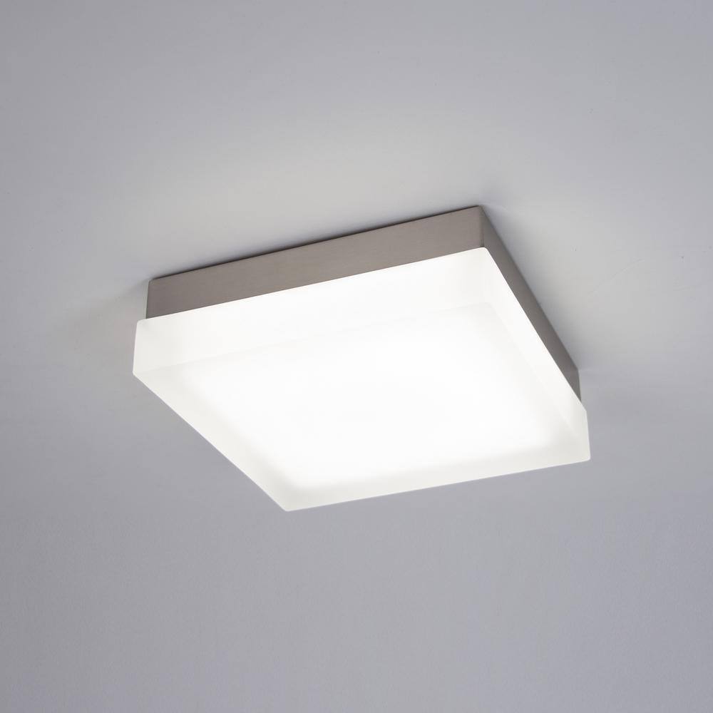 Dice 6" Brushed Nickel LED Flush Mount with Opal Glass
