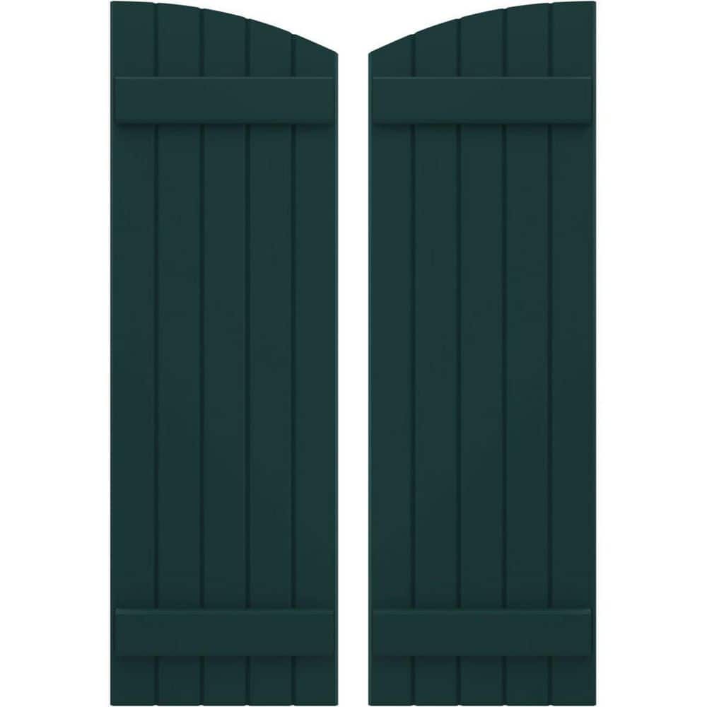 17-1/2 in. W x 44 in. H Americraft Exterior Real Wood Joined Board and Batten Shutters in Thermal Green w/Elliptical Top price history on PriceWatchPro