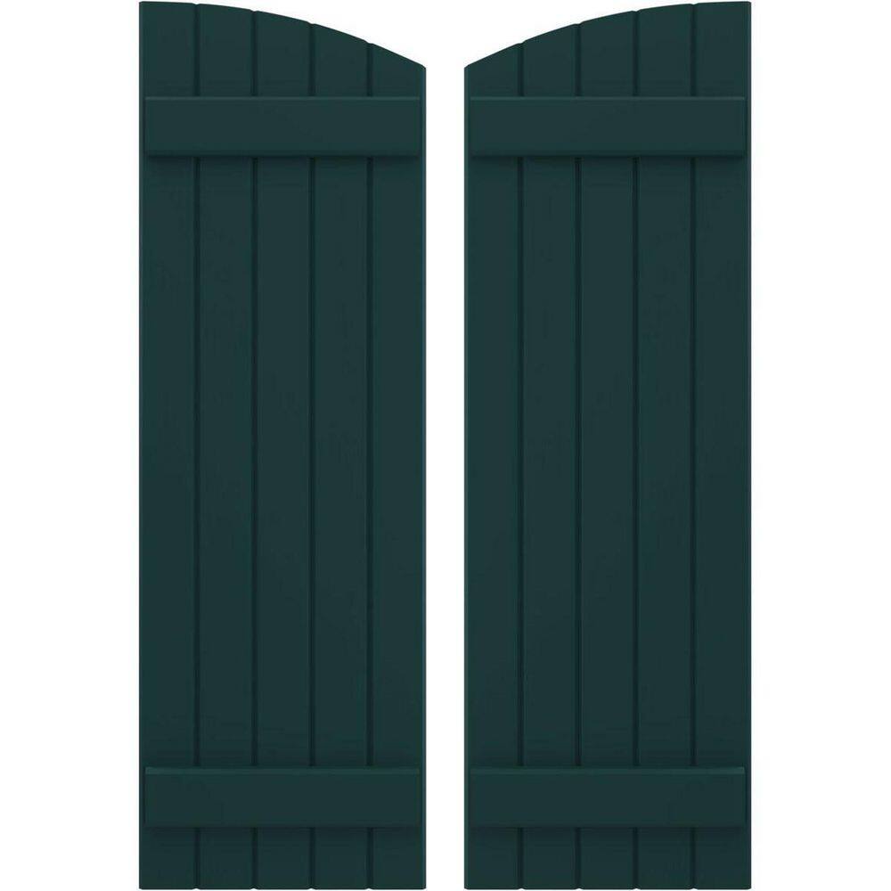 17-1/2 in. W x 56 in. H Americraft Exterior Real Wood Joined Board and Batten Shutters in Thermal Green w/Elliptical Top price history on PriceWatchPro